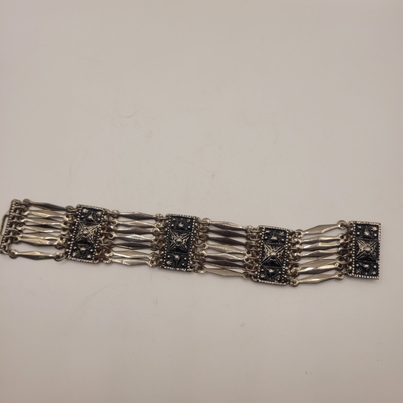 Vintage Taxco Aztec Mexican Panel Chain Link Bracelet
